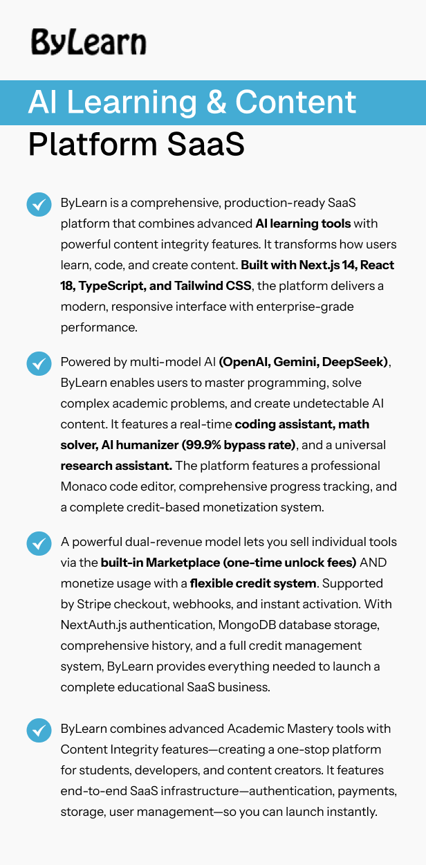 ByLearn - AI Learning & Content Platform SaaS
